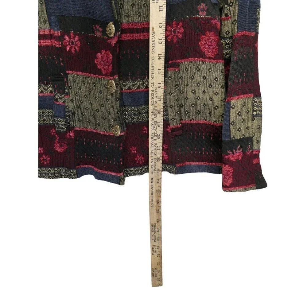 TravelSmith Patchwork Textured Jacket Button Front Cotton‎ Women's Large Petite - Picture 15 of 16